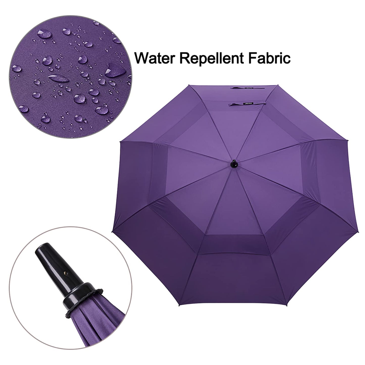 G4Free 62 Inch Automatic Open Golf Long Umbrella Extra Large Oversize Double Canopy Vented Windproof Waterproof Stick Umbrellas(Purple)