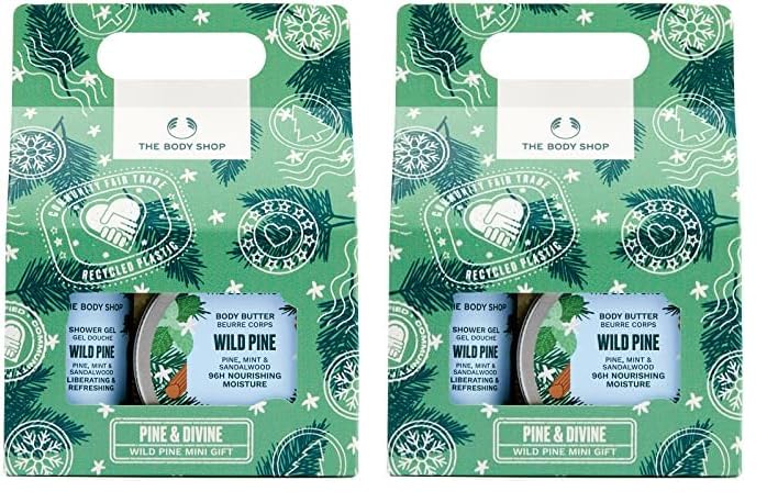 The Body Shop Pine & Divine Wild Pine Mini Gift Set – Invigorating Pine Scented Holiday Skincare Kit – Vegan – 3 Items (Pack of 2)