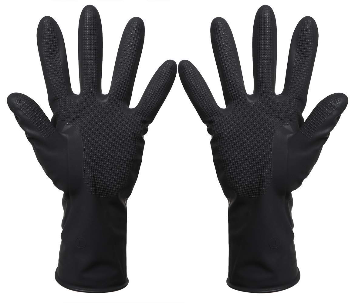 PERFEHAIR Reusable Black Hair Dye Gloves-5 Pairs, Professional Salon Hair Coloring Rubber Gloves, (5 left+5 right), Large