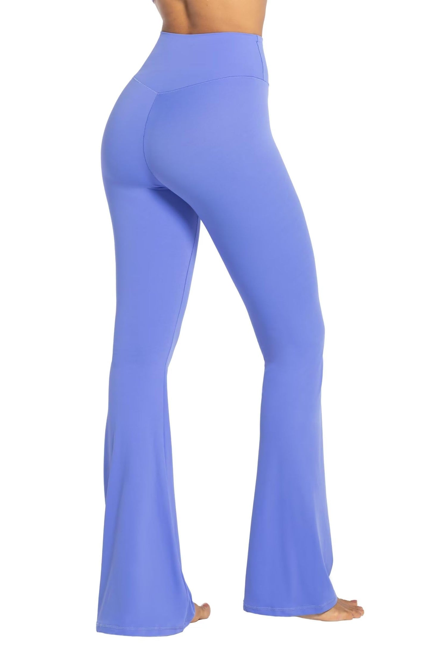 Sunzel Flare Leggings, Crossover Yoga Pants with Tummy Control, High-Waisted and Wide Leg, 30" Inseam, Periwinkle X-Small