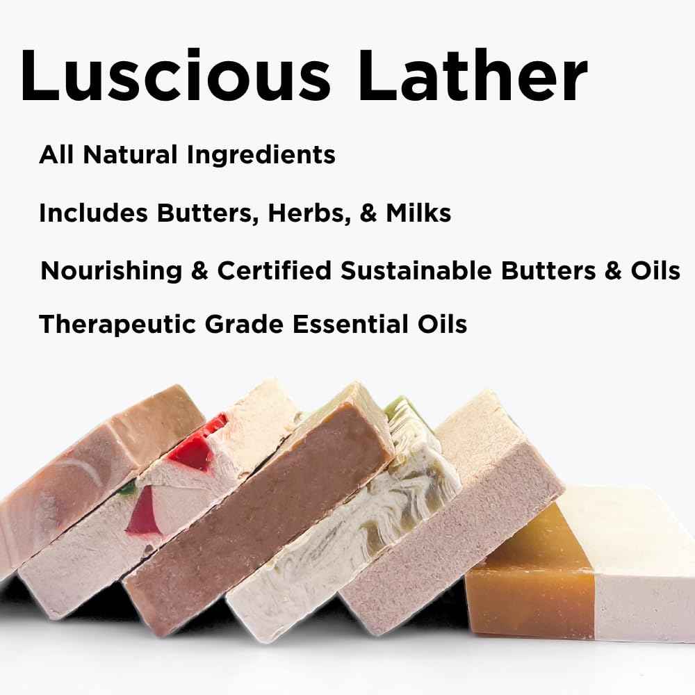 Sumbody USA Made Handmade Soap Bar (6pk) Heavenly Hydration Dry, Sensitive Skin, Moisturizing Soap For Face, Hands, Body Self Care Gift Set Men & Women - Goat Milk Citrus Vanilla Coconut Variety Pack