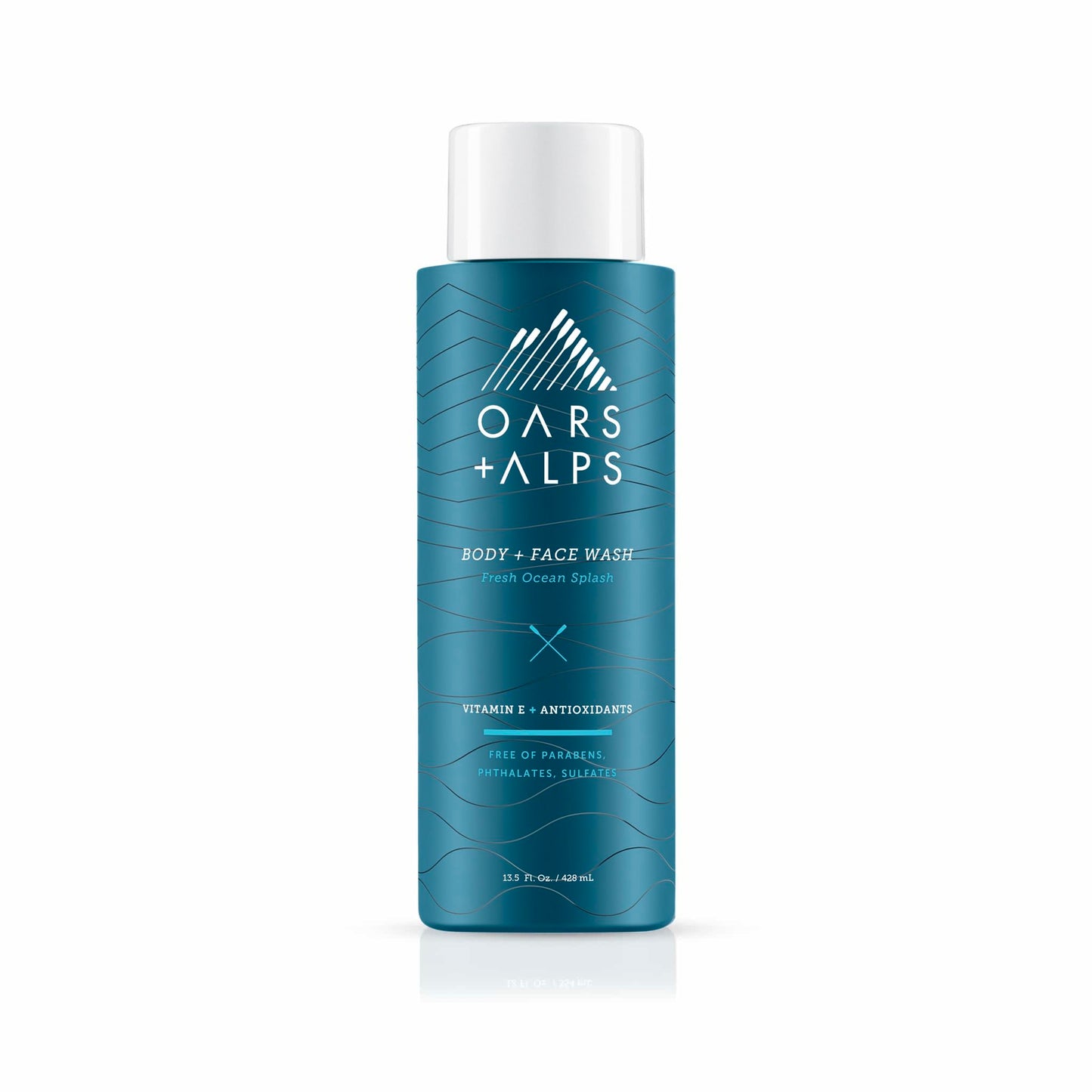 Oars + Alps Men's Moisturizing Body and Face Wash, Skin Care Infused with Vitamin E and Antioxidants, Sulfate Free, Fresh Ocean Splash, 1 Pack