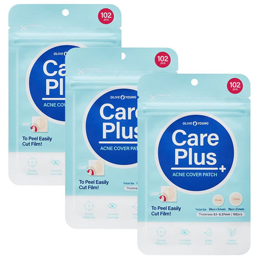 OLIVE YOUNG Care Plus Spot Patch 3 Pack | Hydrocolloid Acne Korean Spot Patch to Cover Zits, Pimples and Blemishes, for Troubled Skin and Face