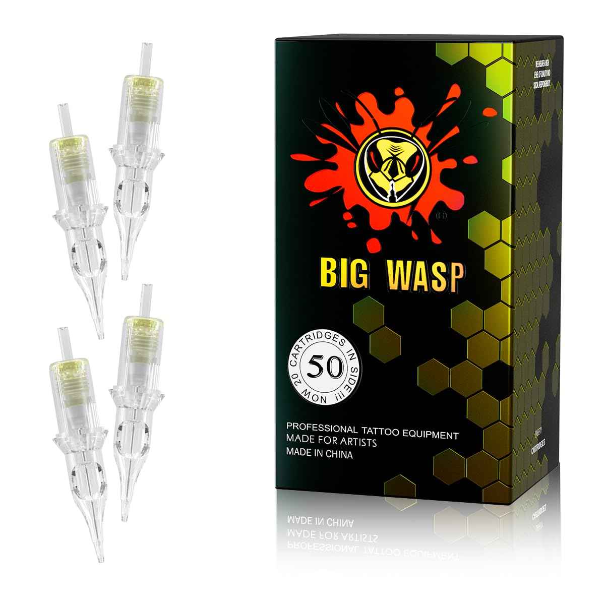 BIGWASP (4th Gen) 50pcs Assorted Disposable Cartridge Tattoo Needles Round Shader Mixed 3RS 5RS 7RS 9RS 11RS (#12 Standard RS)