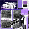 DIY Lash Extension Kit 840Pcs D Curl Individual Lash Clusters Eyelashes Extension Set with Mirror Lash Storage Box Lash Bond&Seal Glue Remover Tweezers Lash Brush Applicator