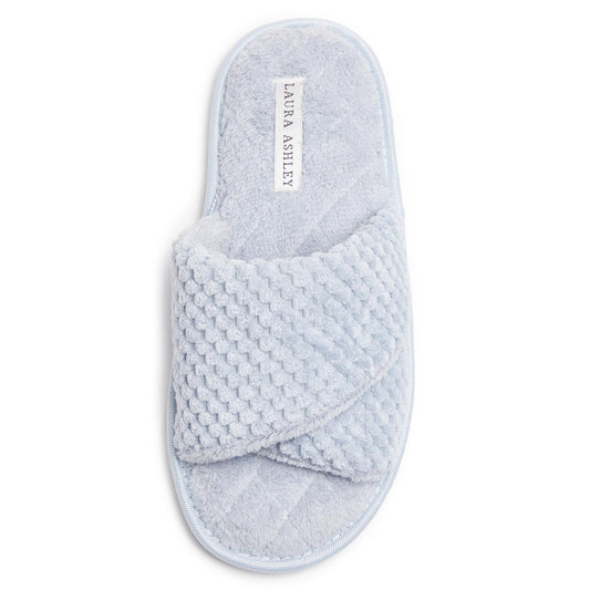 Laura Ashley Womens SPA Wrapped Texture Scuff Slippers, Blue, Medium