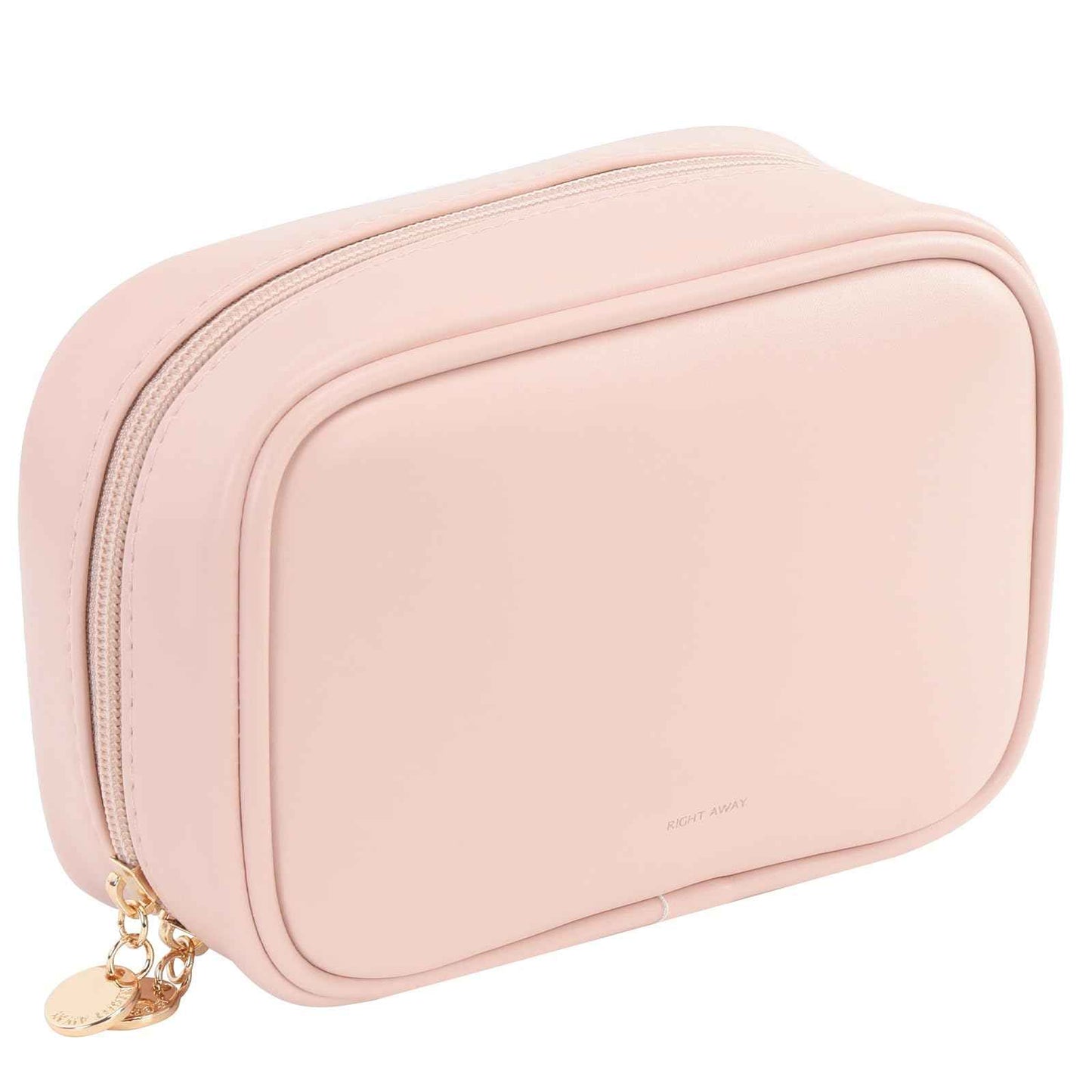 RIGHT AWAY Small Makeup Bag for Purse,Travel Cosmetic Bag Organizer for Women,Cute Make Up Pouch Waterproof Toiletry Bag with Zipper,Portable Makeup Case Skincare Bag for Travel Accessories(Pink)