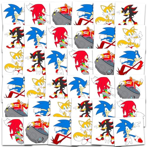 Sonic Temporary Tattoos for Kids - 72 Pack Party Favors
