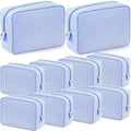 Sanwuta 10 Pcs Seersucker Makeup Bags - Travel Toiletry Organizer