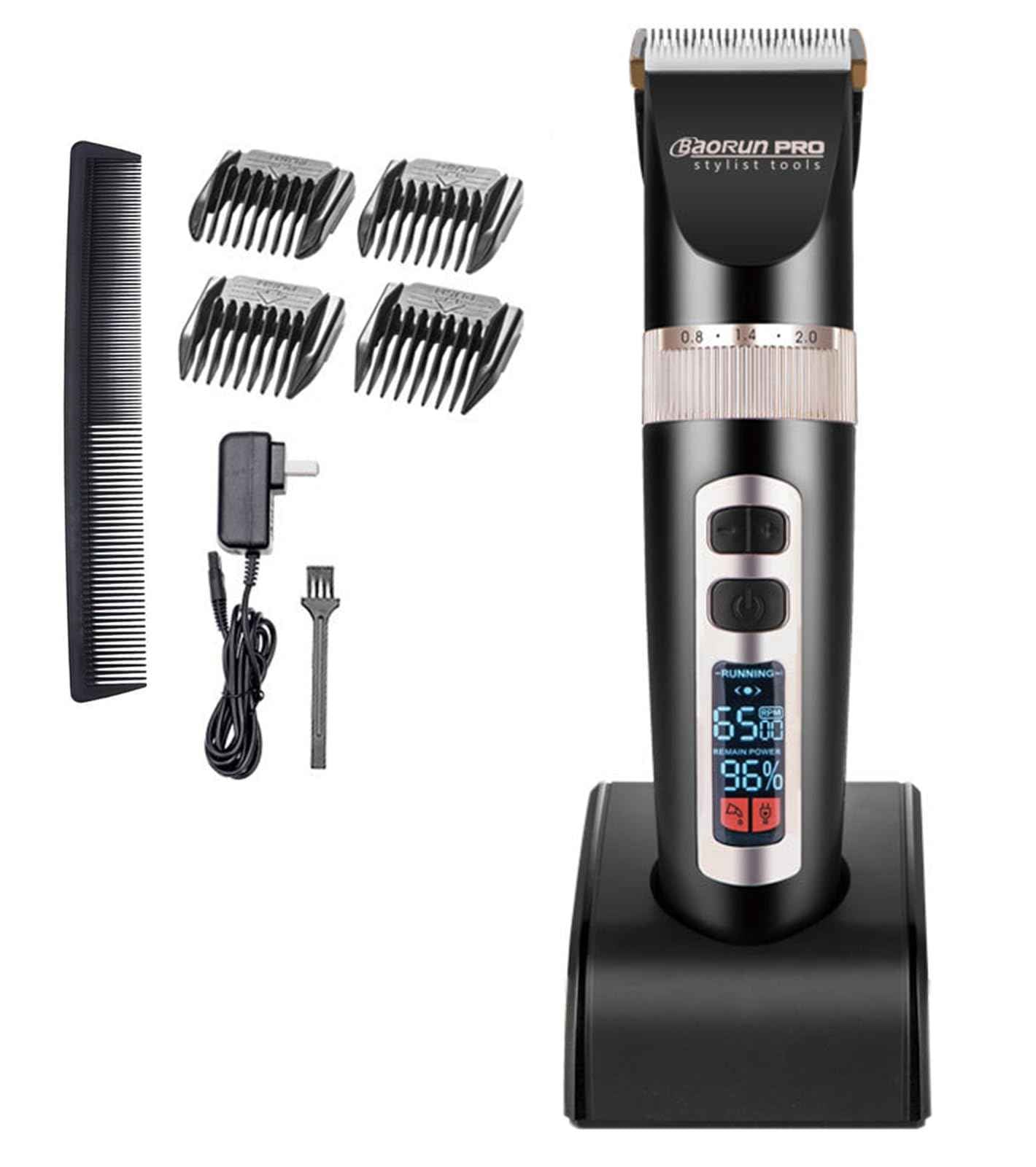 Maxshop Cordless Hair Clippers for Men Kids Grooming Hair Cutting & Trimming Kit with Guide Combs Charging Dock (Gold)