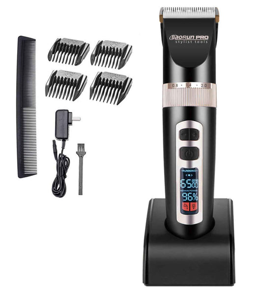 Maxshop Cordless Hair Clippers for Men Kids Grooming Hair Cutting & Trimming Kit with Guide Combs Charging Dock (Gold)