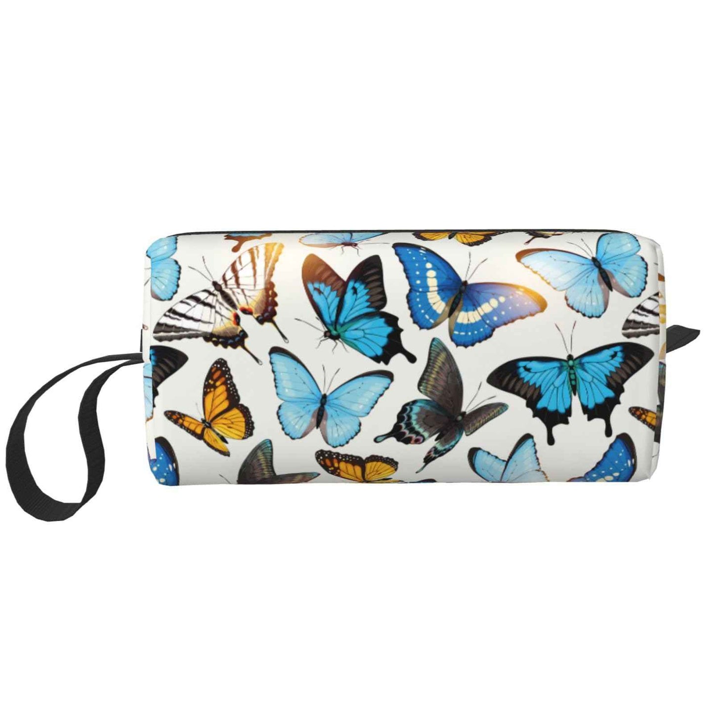 JKJOJIA Stylish Butterfly Makeup Bag Organizer Small Cosmetic Bags Portable Travel Toiletry Bag With Handle Simple Accessories Storage Zipper Pouch For Women Girl