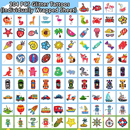 408 PCS Temporary Tattoos for Kids - Glitter & Glow Stickers