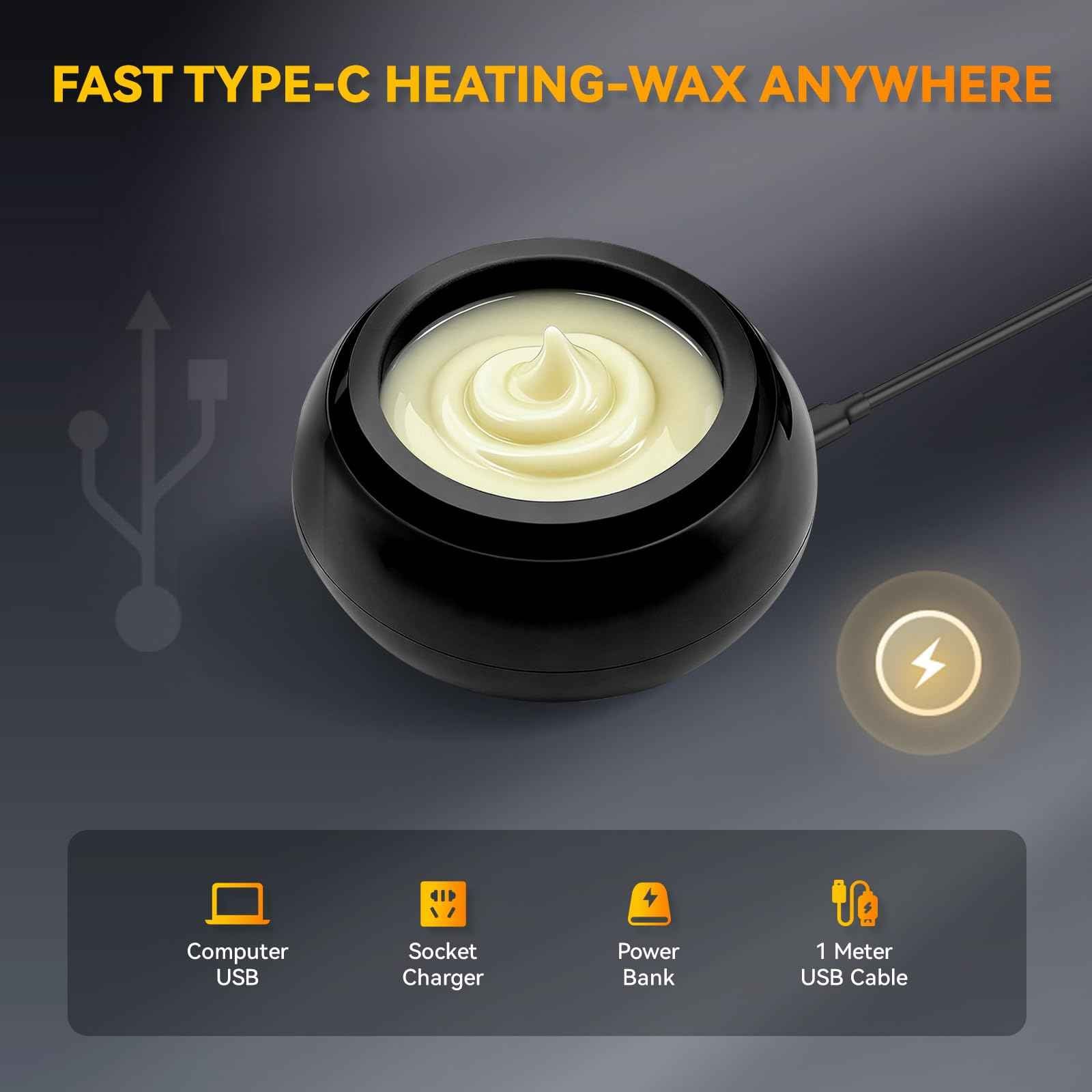 Nose Wax Kit Men, Nose Ear Hair Waxing Kit with 100g Nose Wax, Painless Nose Ear Hair Removal Kit, Smart Constant Temp, USB Fast Heat, Upgraded Capacity, Multi-Accessories