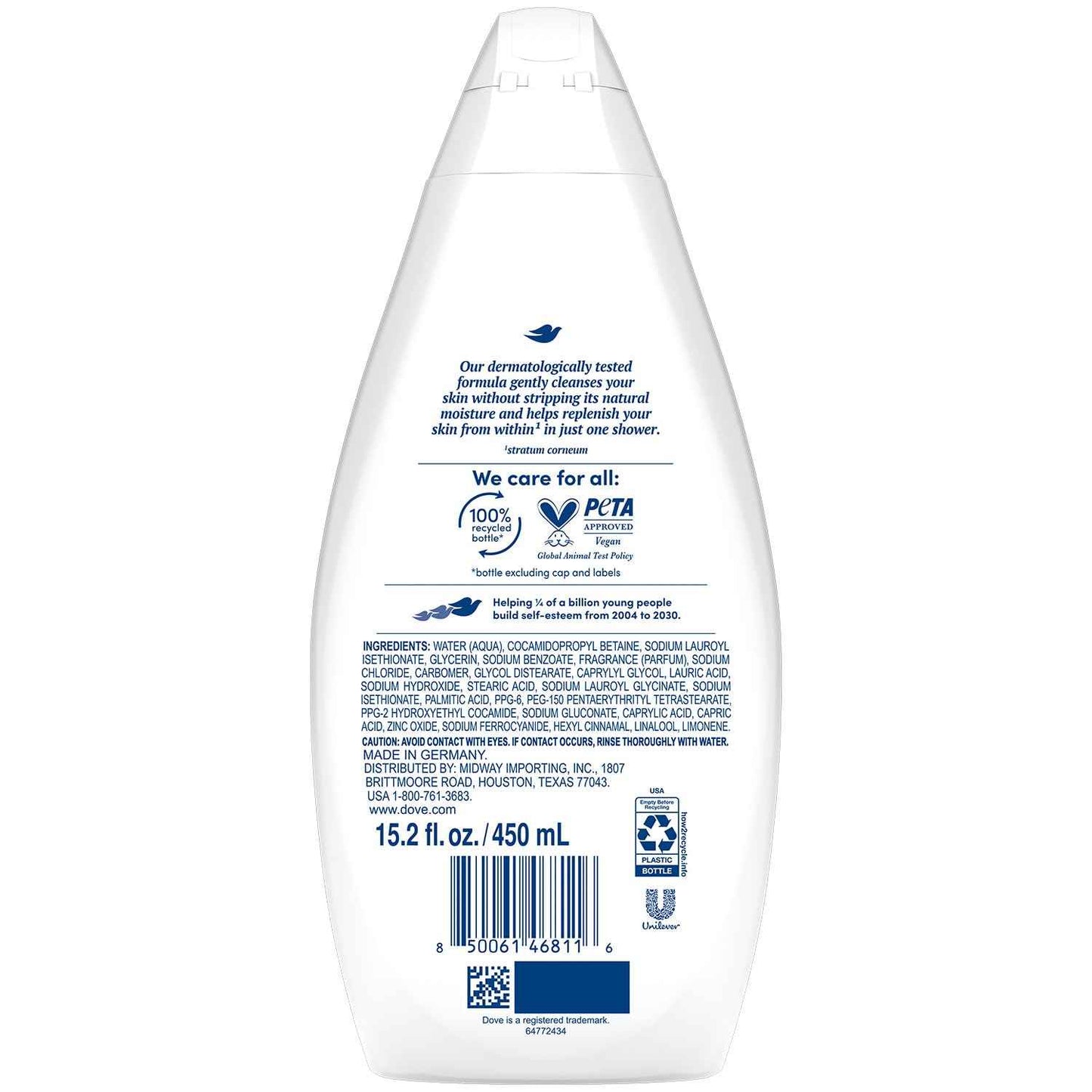 Dove Body Wash, Hydrate 6-Pack – Moisturizing Cleanser for Smooth, Soft Skin, 15.22 Oz Ea