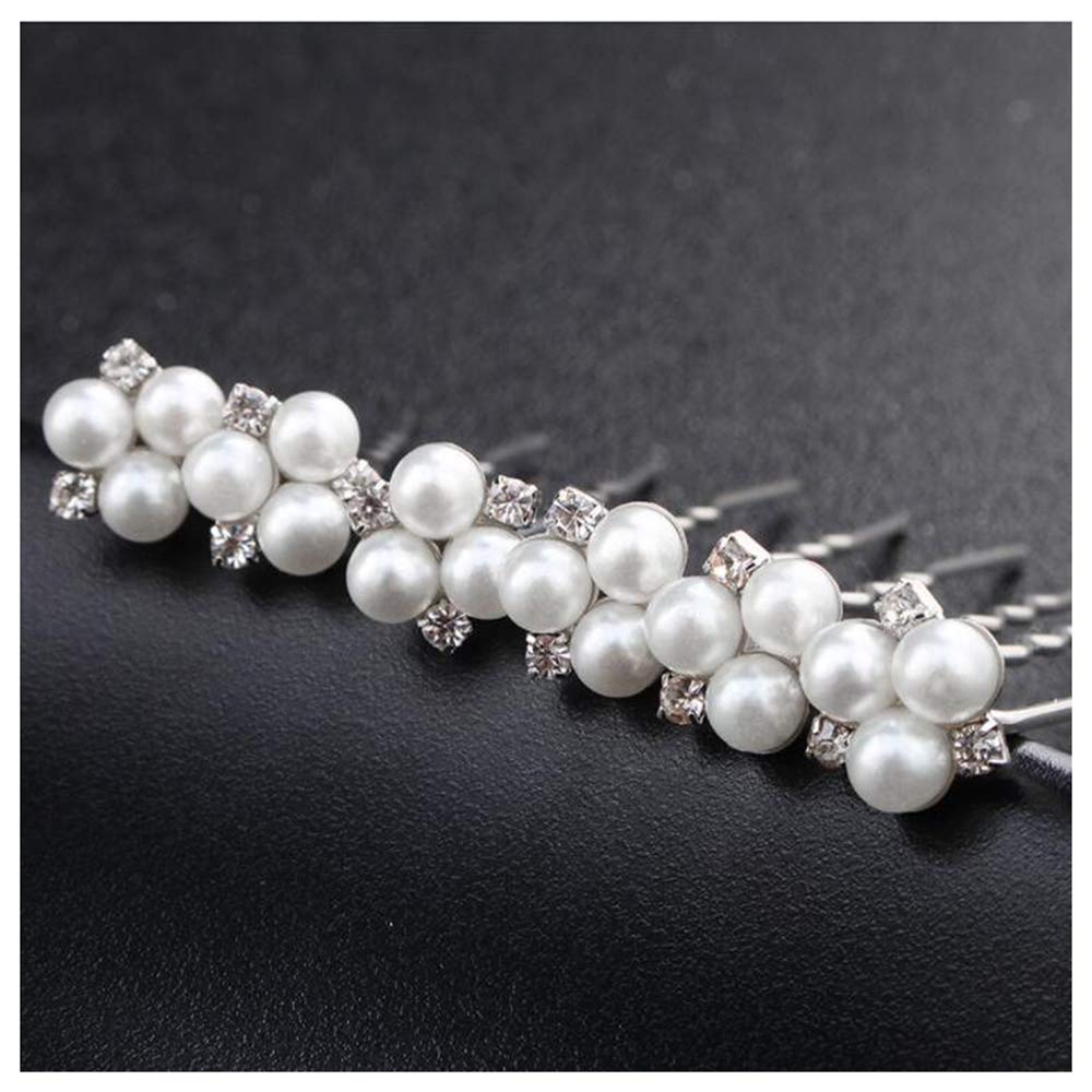 Anglacesmade Bridal Hair Pins Crystal Hair Pin Pearl Bobby Pins Wedding Headpiece Bridesmaid Flower Girl Hair Accessories for Women and Girls(Silver)