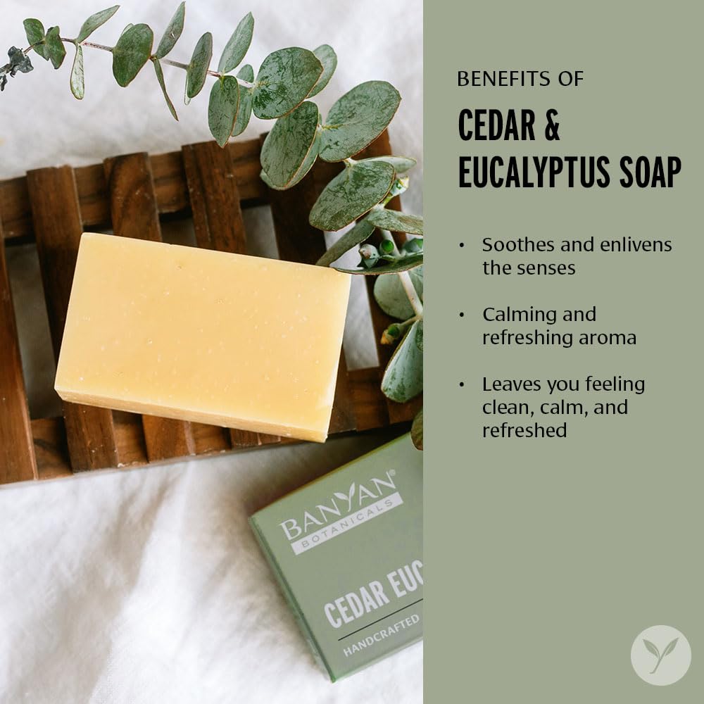 Banyan Botanicals Cedar Eucalyptus Soap – With Eucalyptus and Himalayan Cedarwood Essential Oil – Calming & Refreshing with an Invigorating Scent – 4 oz Bar – Free of Sulfates, Phthalates & Parabens