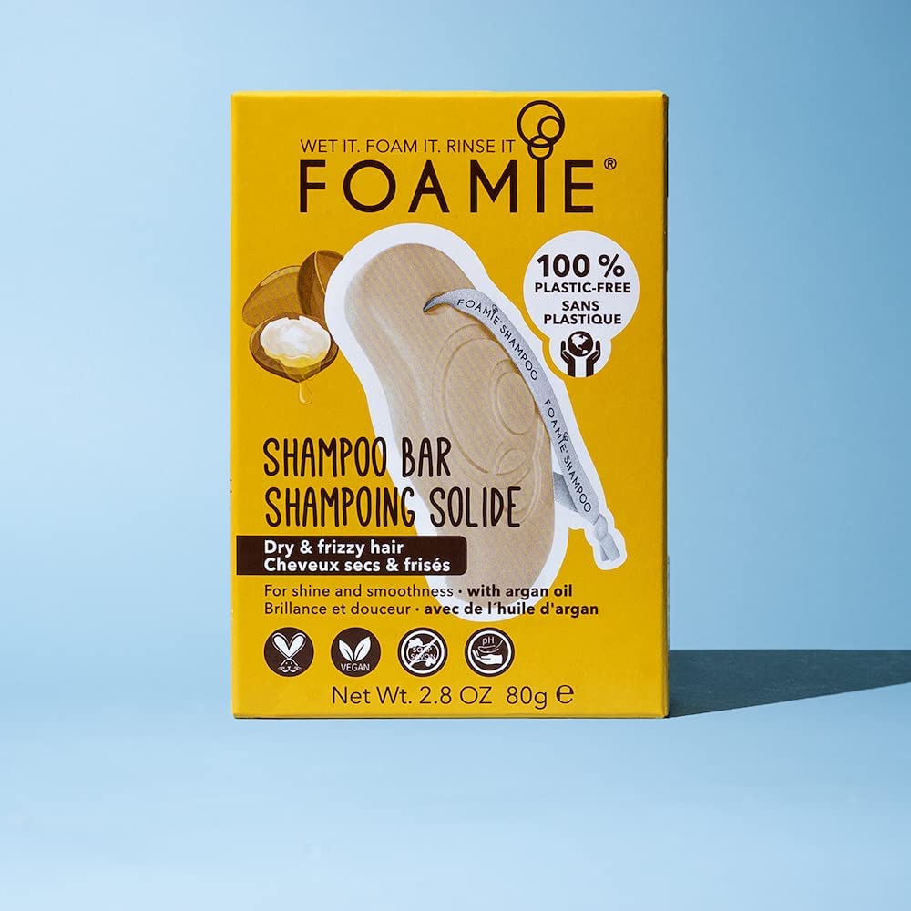 Foamie Natural Shampoo Bar Soap-Free, Argan Oil Shampoo for Dry Hair, Anti Frizz Control Shampoo, Cruelty, Paraben & Sulfate Free, Plastic Free Packaging