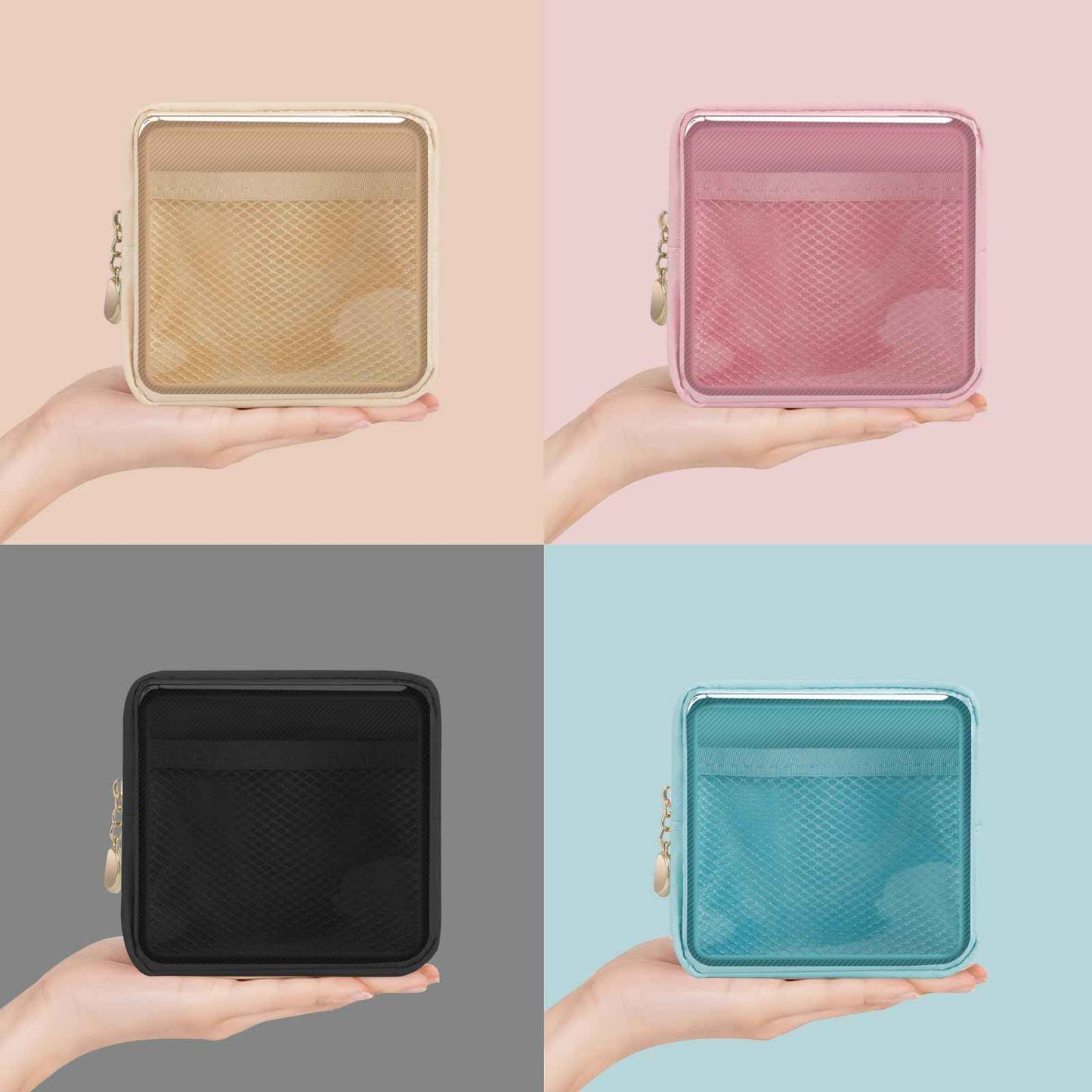 Clear Cosmetic Bag Makeup Bag, Clear Zipper Pouch Cosmetics Bags Cute Womens Make Up Pouches, Clear Toiletry Travel Bag Tote, Preppy Purse Cosmetic Organizer Mini Small Large Makeup Bags,Blue