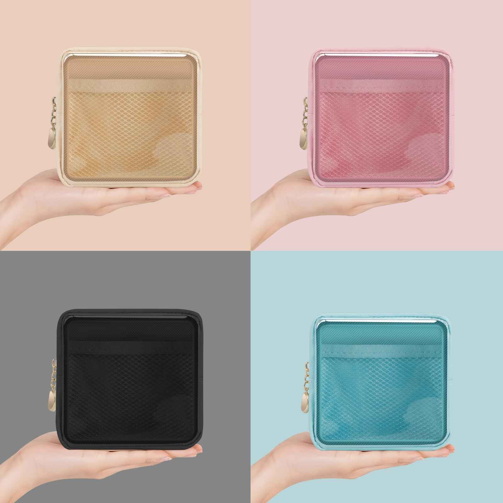 Clear Cosmetic Bag Makeup Bag, Clear Zipper Pouch Cosmetics Bags Cute Womens Make Up Pouches, Clear Toiletry Travel Bag Tote, Preppy Purse Cosmetic Organizer Mini Small Large Makeup Bags,Blue