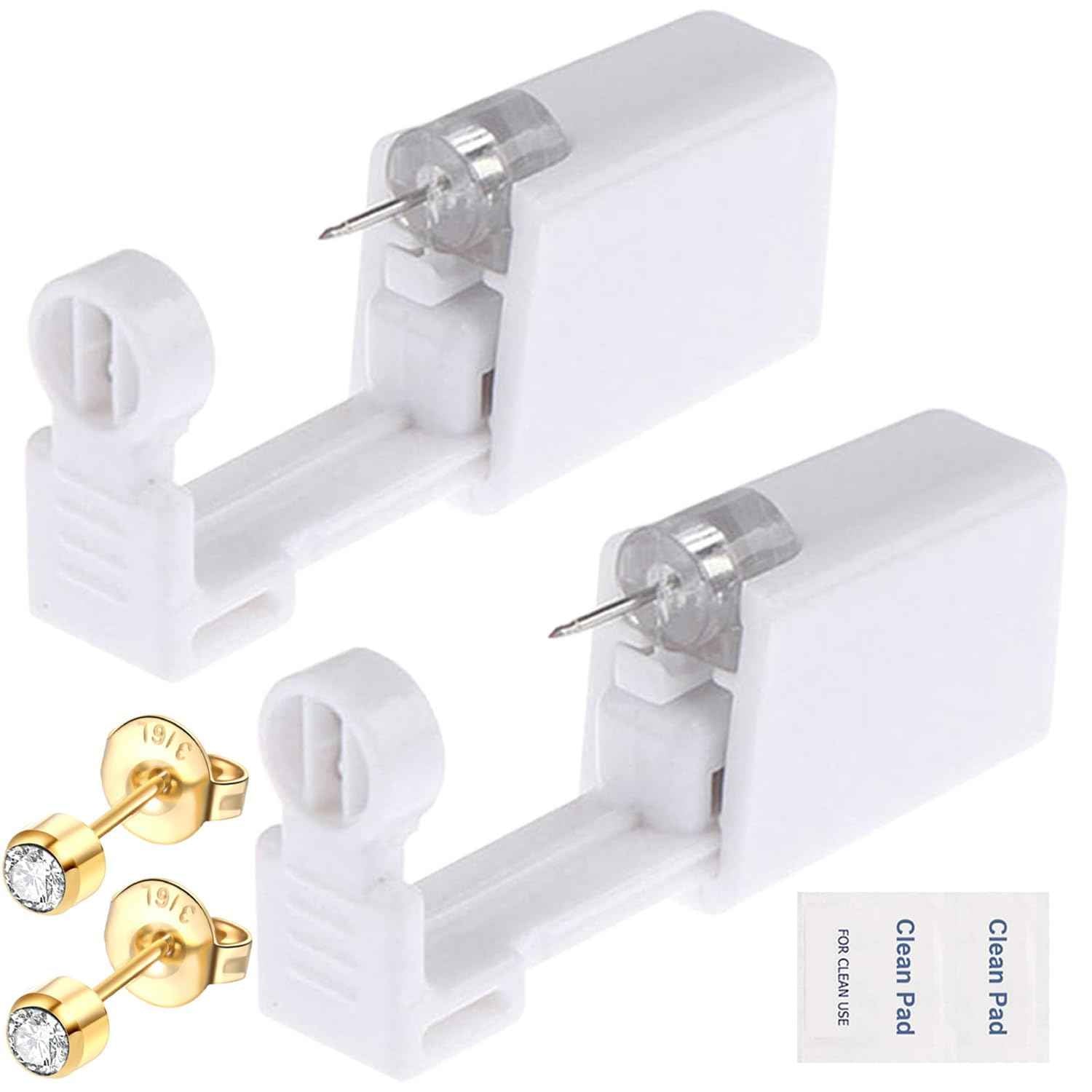 Lyuxzad Ear Piercing Gun Kit - 6Pcs Disposable Kit With Self Piercing Gun, Built-in Earrings Stud, Clean Tools for Cartilage Piercing (Gold)