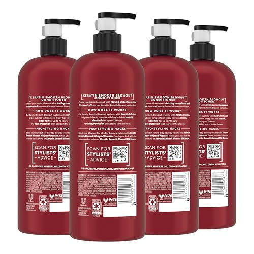 TRESemm? Keratin Smooth Conditioner 4 pack for Frizzy Hair, Formulated with Lamellar-Discipline, 28 Fl Oz