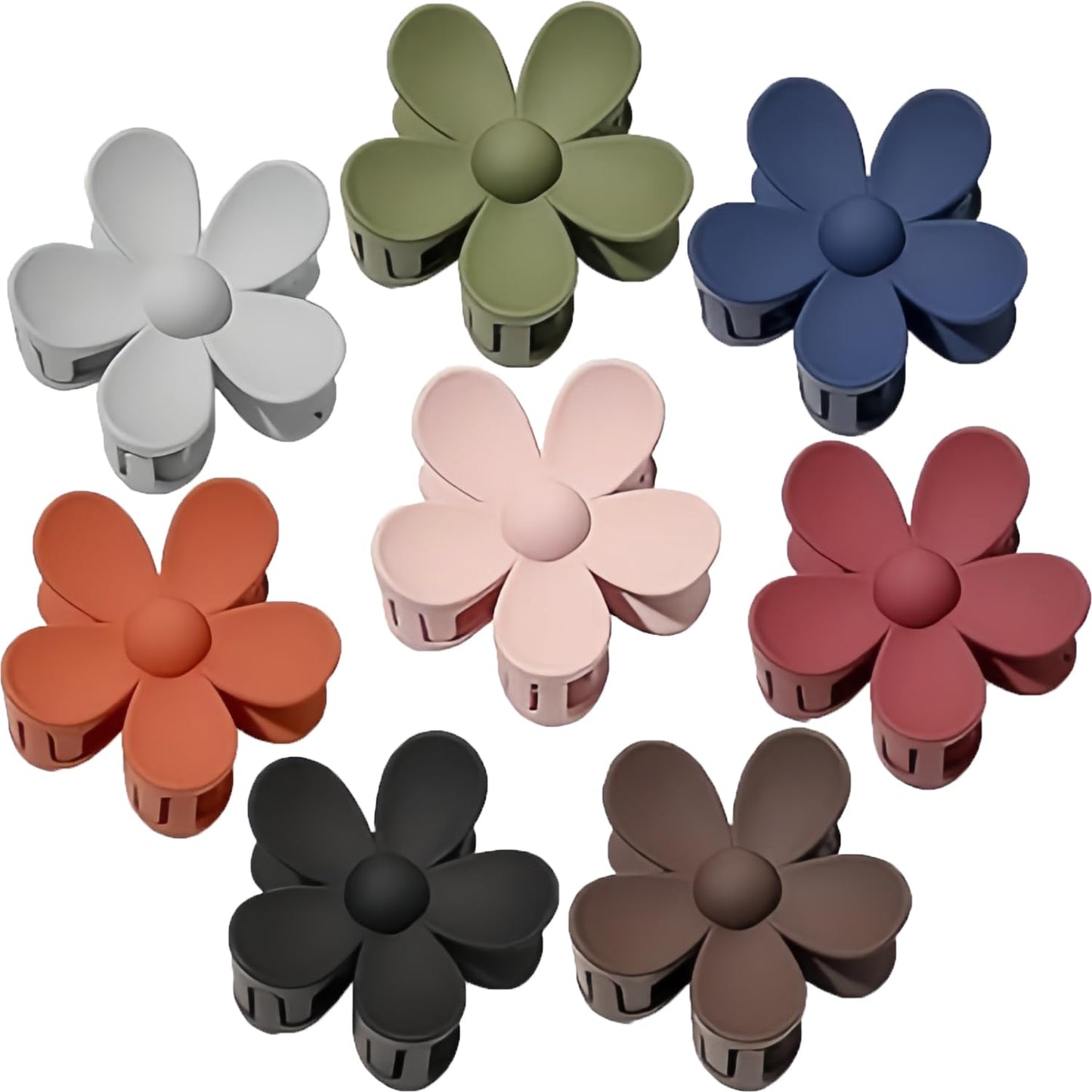 8PCS Flower Hair Clips Large Claw Clips for Women Thick Hair Cute Hawaiian Dasiy Hair Clips Matte Plumeria Hibiscus Hair Clips Strong Hold Non Slip for Women Girls Thin Hair Gifts 8 Colors