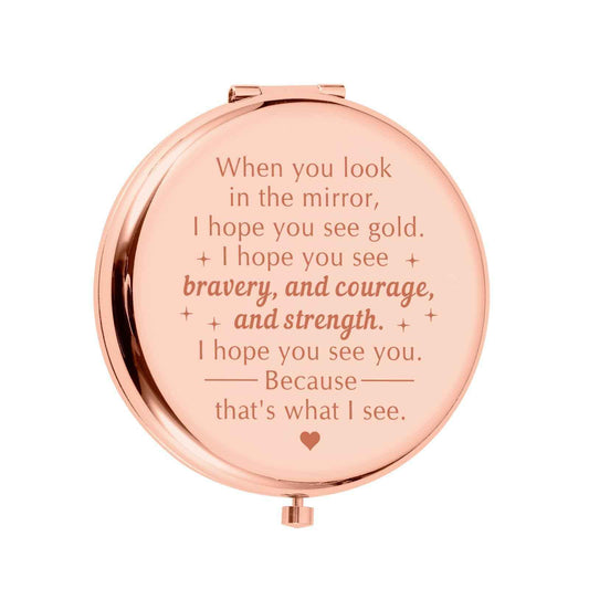 Stocking Stuffers for Teen Girls - White Elephant Gifts Daughter Gift Compact Mirror from Mom Dad Rose Gold Makeup Mirror for Her Teen Girls Daughter in Law Unique Wedding Birthday Christmas