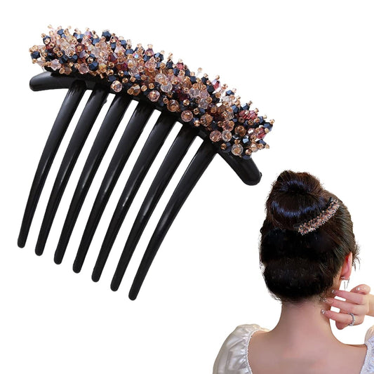 French Twist Comb, Multiple Colors Rhinestone Pearl Hair Comb Clips, Crystal Hair Accessories for Women and Girls, Hair Accessories for Women(1PCS-4-Rhinestone)