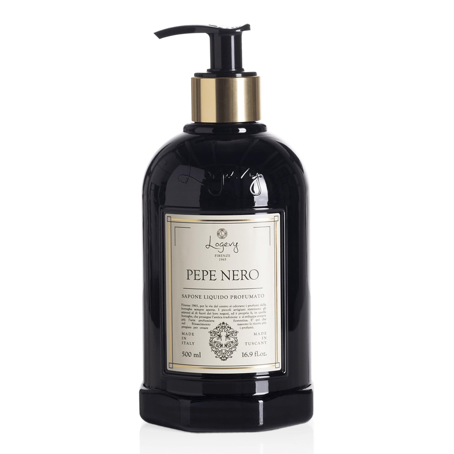 Logevy Pepe Nero Liquid Hand Soap – Mood Boosting Fragrance Made from the Best Skin-Friendly Ingredients Rich in Nutritional Properties for Hydrating and Soothing Action – 500ml