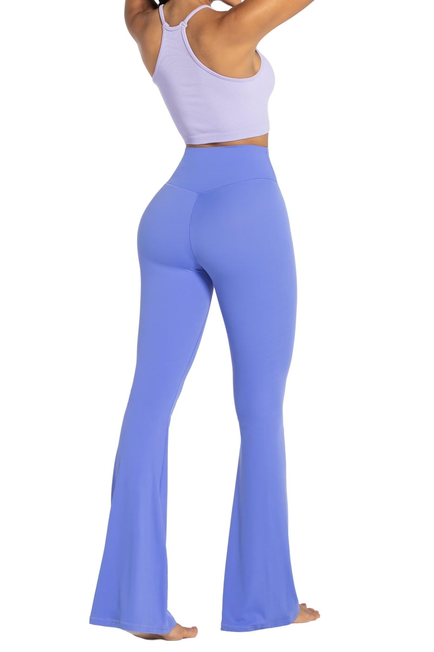 Sunzel Flare Leggings, Crossover Yoga Pants with Tummy Control, High-Waisted and Wide Leg, 30" Inseam, Periwinkle X-Small