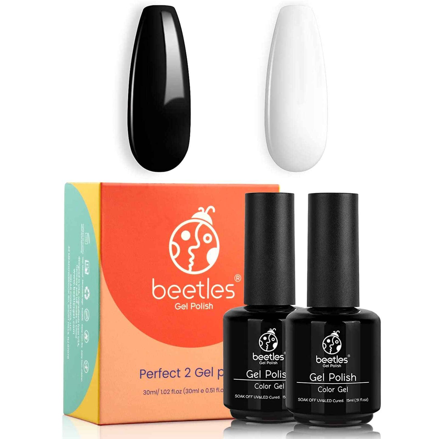 Beetles Nail Blooming Gel 15ml Clear Uv Led Blossom Gel and 2 Pcs 15ml Black White Colors Gel Polish Set