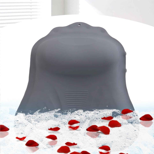 Silicone Bath Pillow for Tub – Ergonomic Bathtub Headrest with Inflatable Air Cushion, Non-Slip Suction Cups & Neck/Back Support – Comfortable Spa Bath Accessory for Relaxation (Grey)