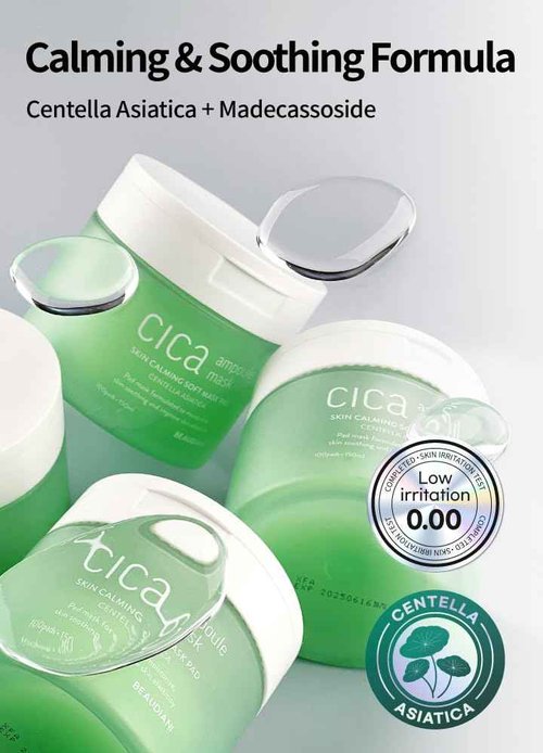 BEAUDIANI CICA Ampoule Toner Pads – 100 Pre-Soaked Facial Pads with Centella Asiatica, Hyaluronic Acid & Peptides | Korean Skincare for Sensitive Skin, Hydrating & Soothing