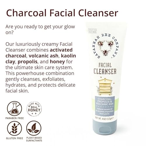 Savannah Bee Company Propolis Extract Volcanic Ash and Charcoal Facial Cleanser