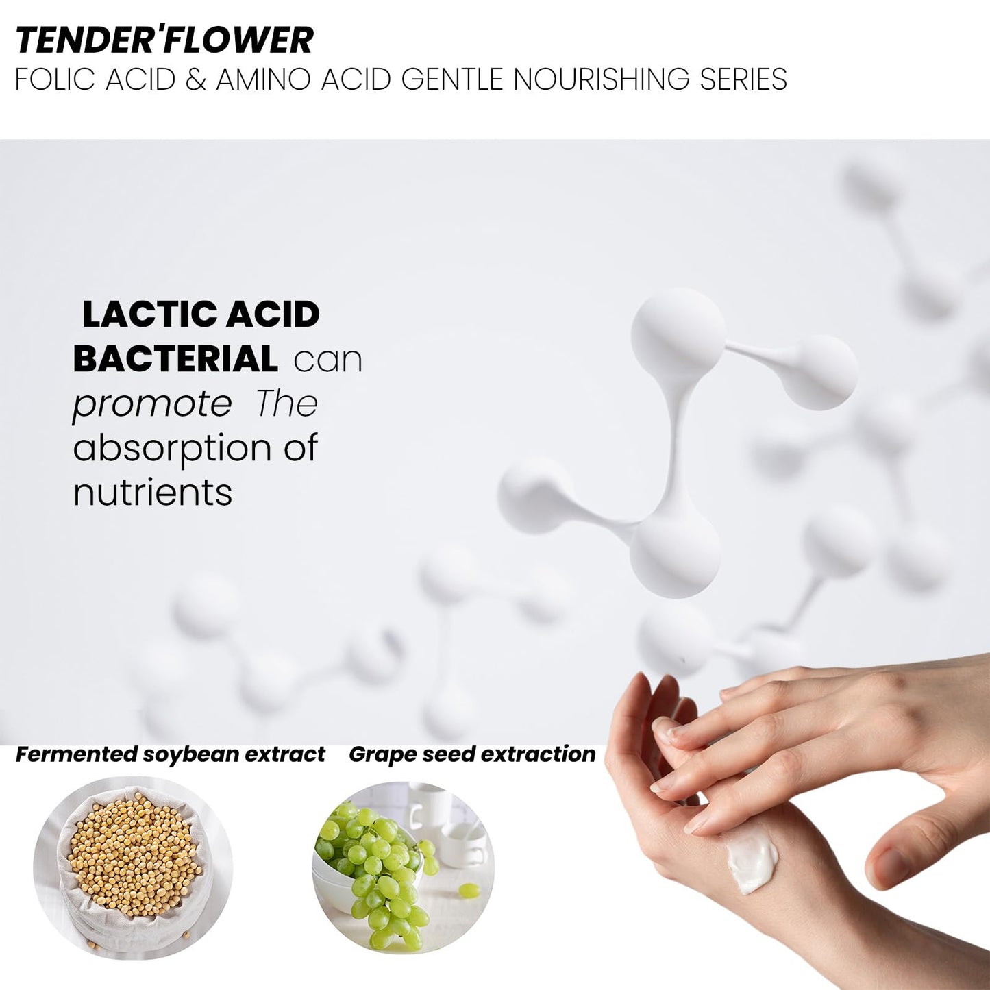 TENDER'FLOWER Folic Acid & Amino Acid Gentle Facial Cleanser，cleaning for all skin types 4fl oz(Pack of 1)