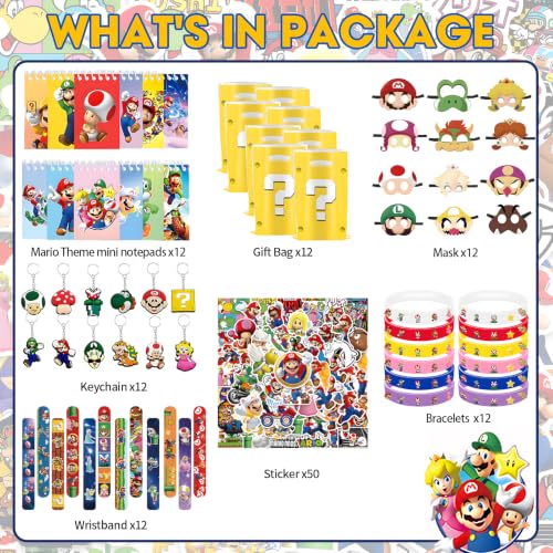Super Mario Party Favors Set for Kids Birthday - 122 Pieces