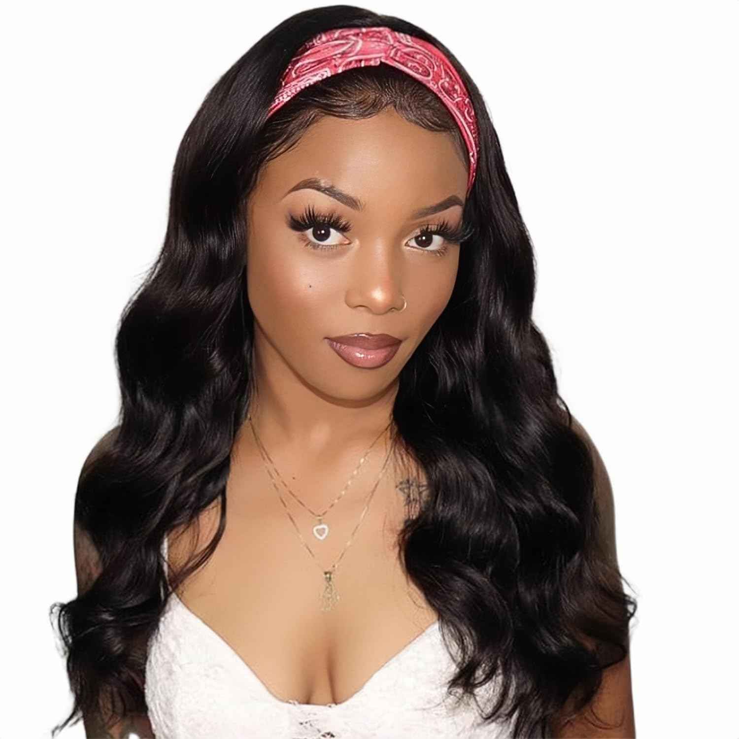 SENSAIRUITE Headband Wig Human Hair Body Wave 14 Inch None lace Front Wear and Go Glueless Headband Wig for Black Women Natural Black Color 180% Density