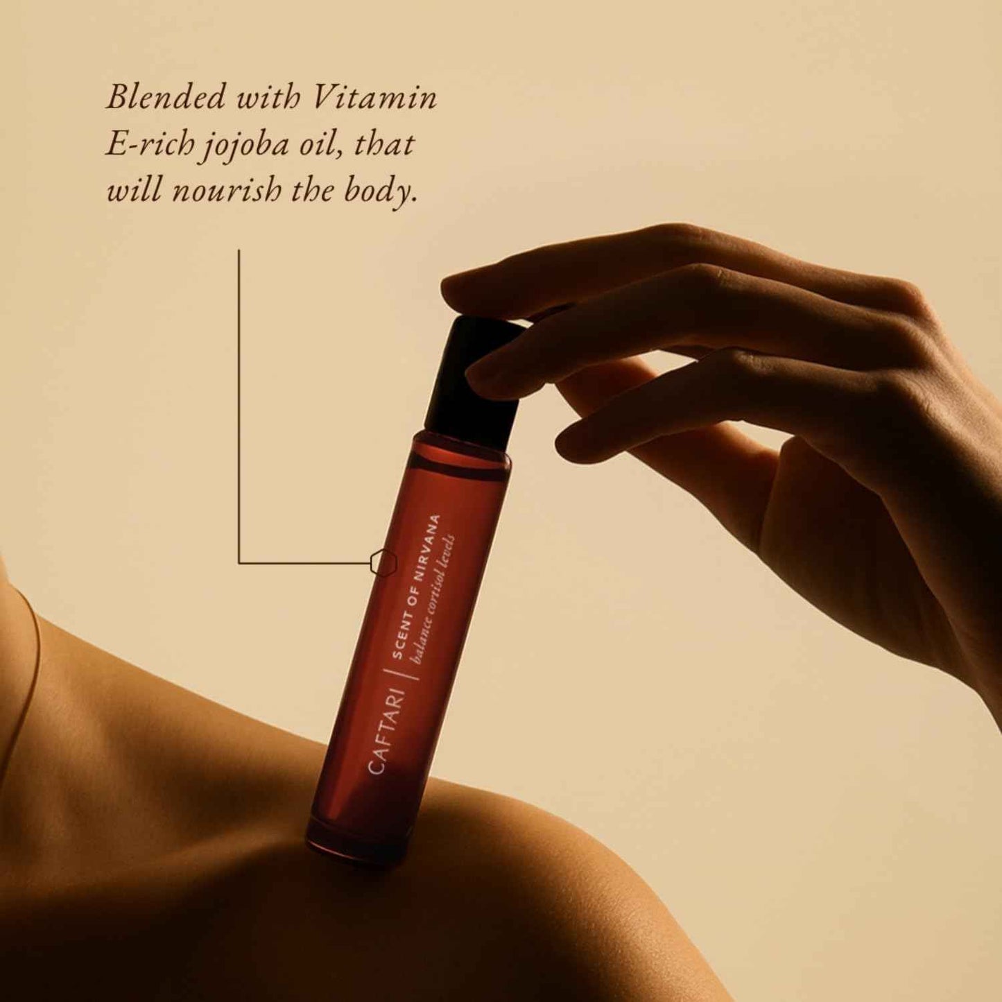 Caftari Luxury Perfume Oil Rollerball | Oudh, Cedarwood & Patchouli | Long Lasting, Travel Size | Clean Jojoba Oil | Stress Relief, Unisex Wellness Fragrance | Scent of Nirvana | 10 ml