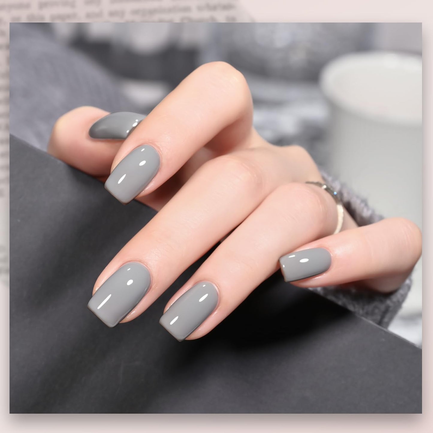 senvenski Grey Gel Nail Polish, Light Bright Charcoal Pewter Grey Gel Polish Soak Off Gift Set UV LED Art Varnish Kit (CS2-025)