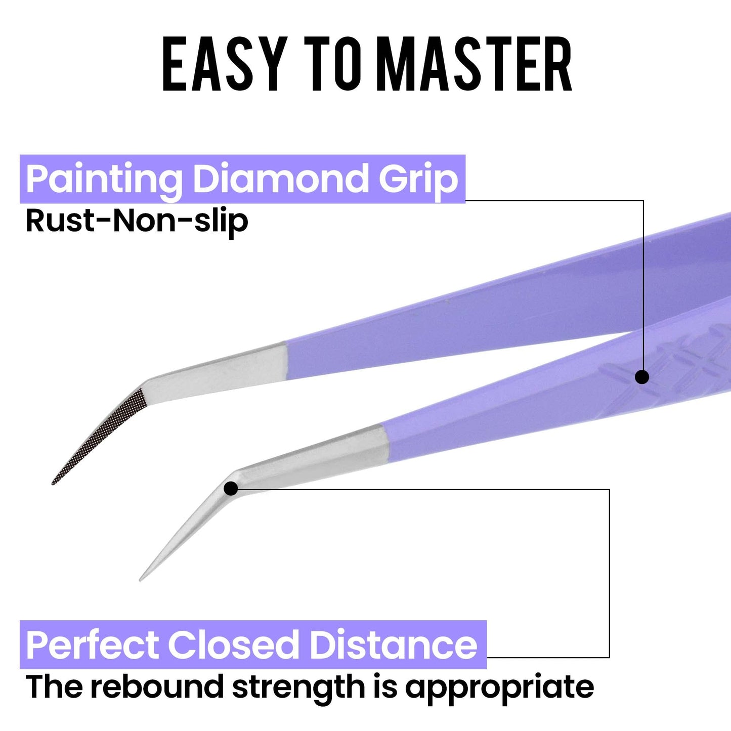 Fiber Tip Lash Tweezers For Eyelash Extension Tweezers Professional Artist Tech Work Kit Tools,Best Volume Eyelash Lashes Extensions Purple Tweezers Precision Supplies (Isolation)