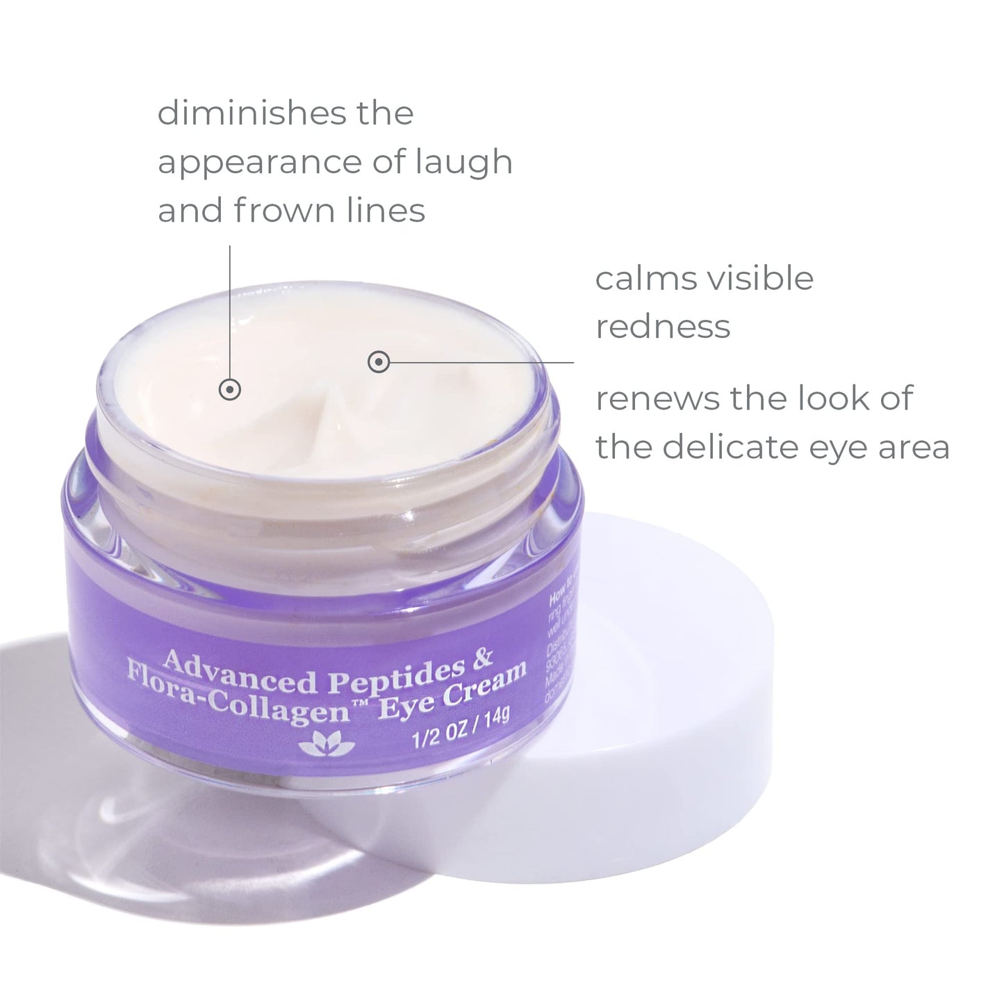 DERMA-E Advanced Peptides and Vegan Flora-Collagen Eye Cream – Anti-Aging Moisturizer Smooths Appearance of Crow’s Feet, Lines and Wrinkles, 1/2 Oz