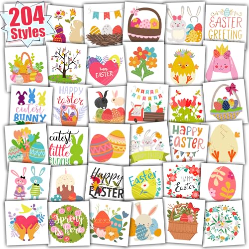 Partywind 204 PCS Easter Temporary Tattoos for Kids
