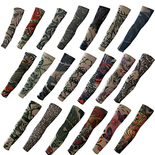 20pcs Set Fake Temporary Tattoo Sleeves Body Art Arm Stockings Accessories - Designs Tribal,Dragon,Skull,and Etc.