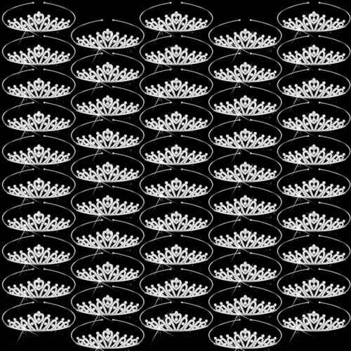 Tondiamo 50 Pcs Tiaras Bulk for Girls Princess Crown Rhinestone Tiaras Bendable Adjustable Headband for Kid Hair Accessory