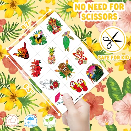96 PCS Hawaiian Temporary Tattoos for Kids - Luau Party Favors