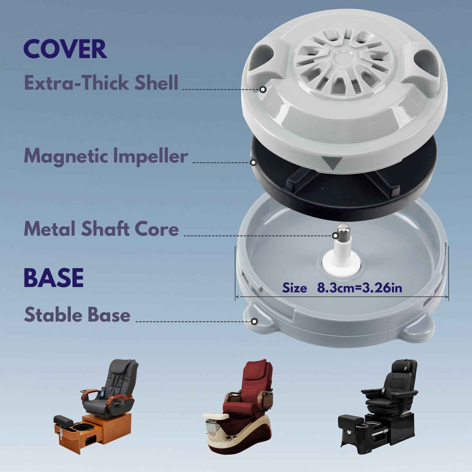 KONOVOLY BF-004 Magnetic Pedicure Pipeless Jets, 4-Pin Pedicure Jet for LURACO BF-004 Pedicure spa Tubs Includes Propeller and Cap 1 Pack