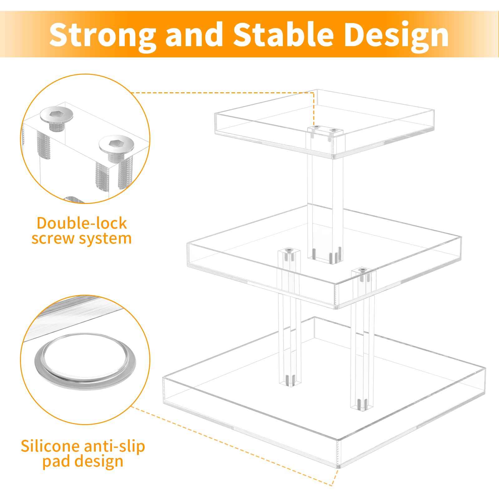 NIUBEE 3-Tier Perfume Organizer, Clear Resin, Rectangular Tray, Sturdy Design, Space Saver, Convenient Access, Easy Assembly