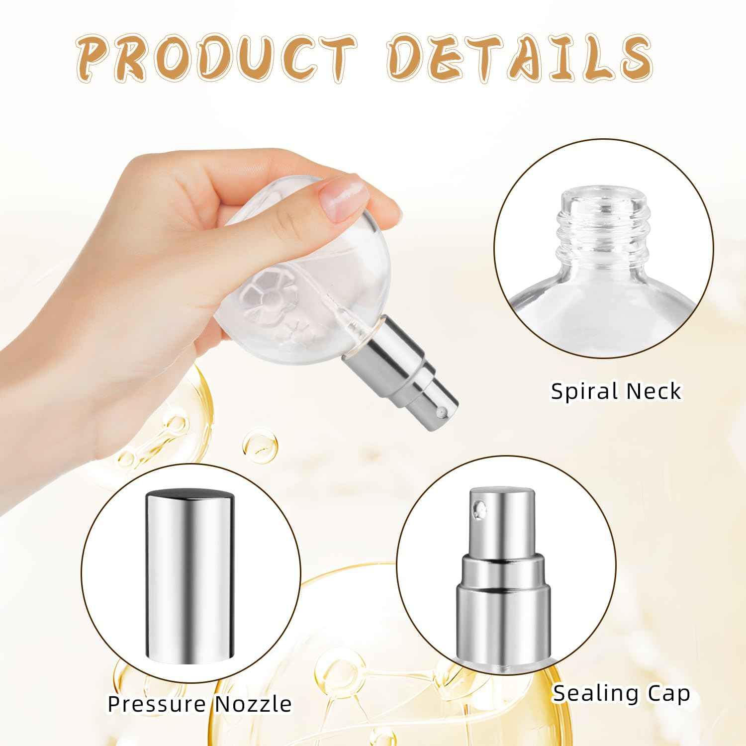 Mirrline 12 Pcs 10ml/0.34oz Glass Spray Bottle Clear Empty Fine Mist Glass Atomizer with Sprayer Pump for Fragrance Essential Oil Travel - Silver