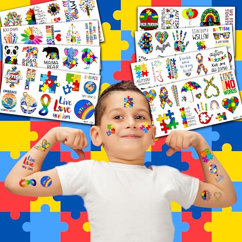 96 PCS Autism Awareness Temporary Tattoos - Waterproof